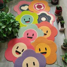PVC拉丝印花图案幸运小花创意儿童可爱造型异型游戏脚垫地垫