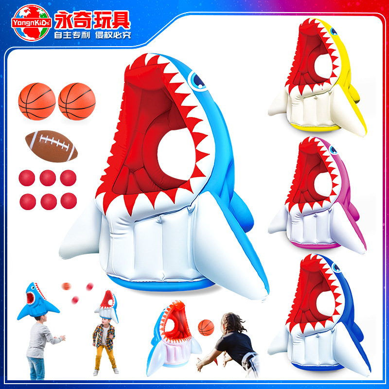 Inflatable water basketball shark