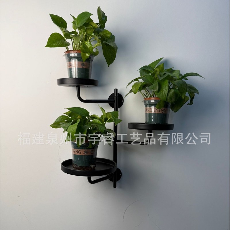 跨境壁挂式植物架室内植物墙壁铁艺挂钩室外花盆悬花架3层|undefined