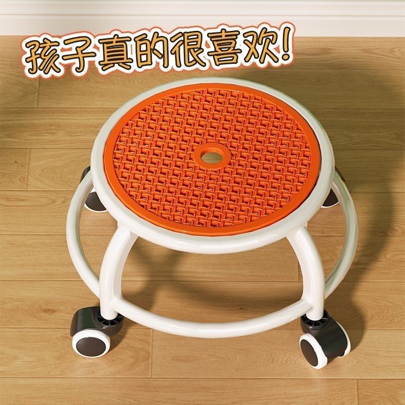 家庭用滑車小さなスツールユニバーサルホイール家庭用フロアマニキュアペディキュアスツール赤ちゃんメッシュ模造籐通気性小さなスツール|undefined