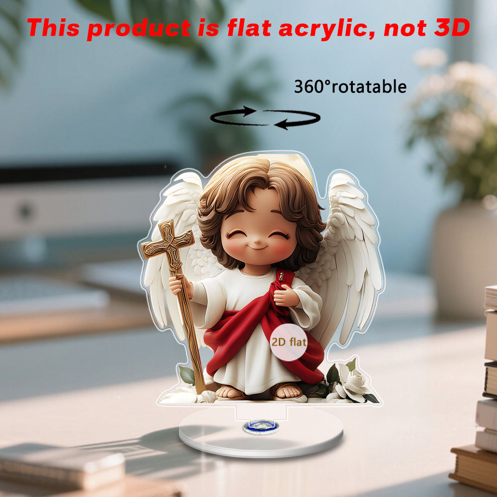 跨境俏皮小天使爱的旋转2d亚克力家居桌面旋转360°摆件解压玩具-阿里巴巴