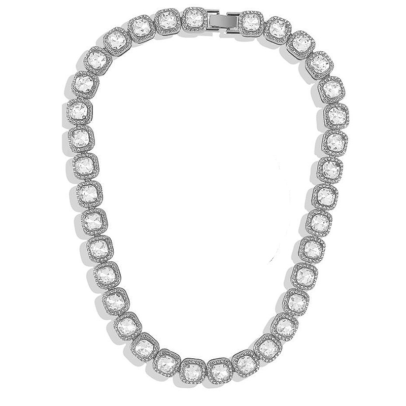 Europa und die Vereinigten Staaten Hiphop Hiphop voller Diamant Halskette Schmuck 13mm Platz Rock Zucker Patchwork Kuba Halskette Armband Schmuck_voghion.com