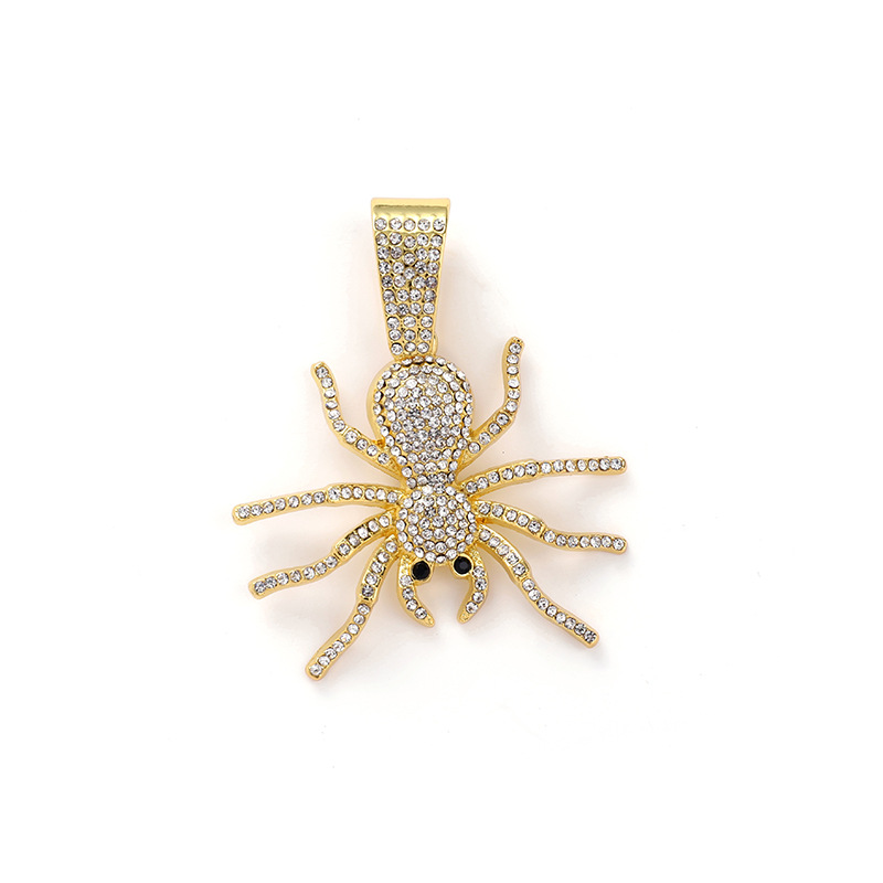Nuevos productos transfronterizos europeos y estadounidenses colgantes de araña de diamante de oro colgantes de moda personalidad cubana collar de hombre