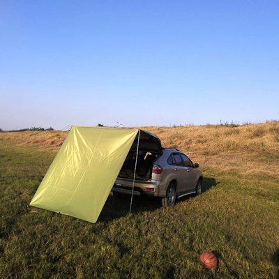 Silver-coated car-side tent for outdoor camping, SUV side sunshade, 5-8 person canopy (Avtomobil yan çətirləri) - army-green-300150cm-full-set-of-accessories