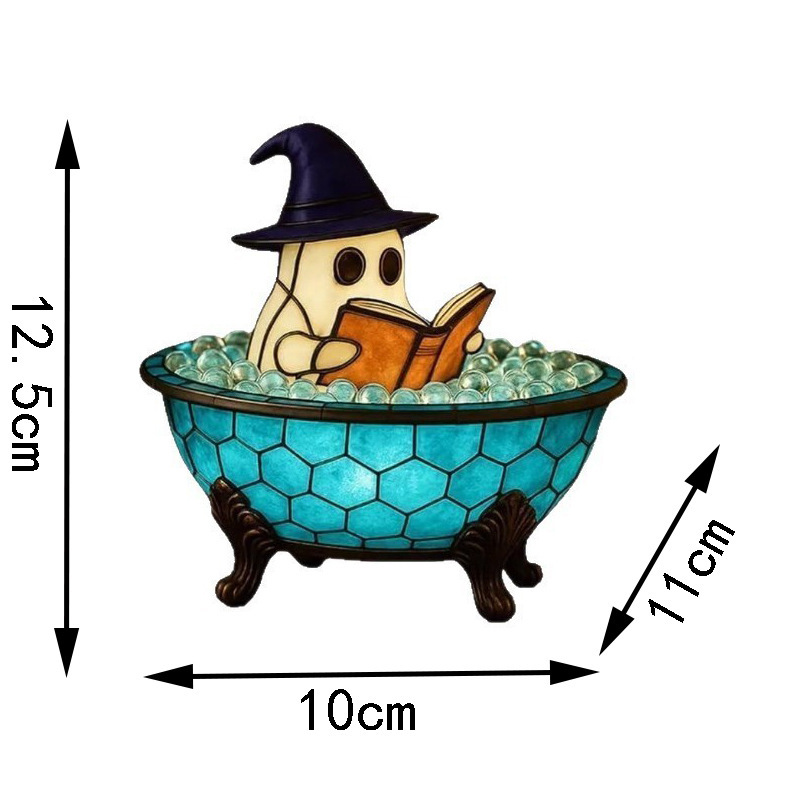 新品Ghost Reading Book Lamp万圣节幽灵鬼读书灯树脂工艺品摆件|undefined
