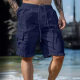 Cross-border Cotton and Linen Shorts Drawstring Elastic Waist Straight Leg Pure Color Breathable Daily Beach Five-point Casual Mid-pants