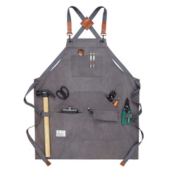 Cross-border thick canvas multi-pocket craft gardener work apron barbecue auto repair mechanic tool apron