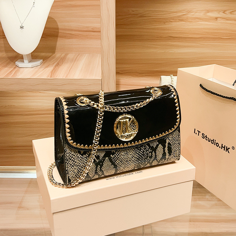 香港代购真皮链条包女高级感秋冬百搭小方包单肩斜挎小包2025新款