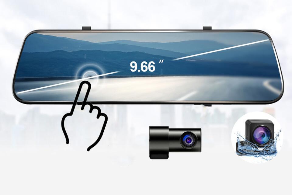 Driving Recorder 10inch Streaming Media Rearview Mirror Three-Way Reversing Image Wifi Mobile Phone Interconnection Hd Night Vision