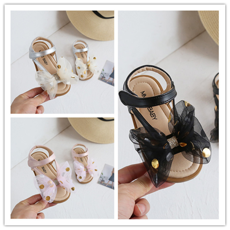 Versione coreana di fiori dolci da bambina con grande fiocco, scarpe per bambini, sandali per le vacanze al mare, estate 2021_voghion.com