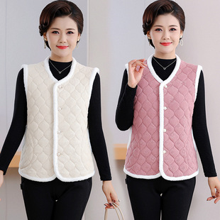 Mother's Autumn and Winter Clothes fleece-lined Warm Vest Outer Wearing Waistcoat Women's Clothing for Middle-aged and Elderly Women's Vest Fur-edged Vest