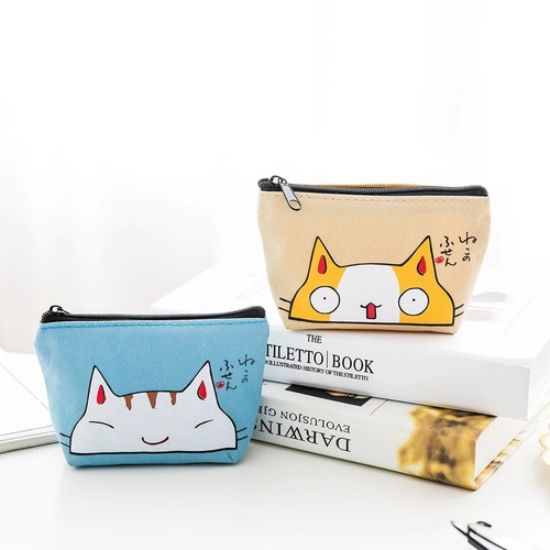 Korean Version Cute Emoji Cat Style Coin Purse, Street Vendor Supply Creative Handheld Coin Keychain Organizer Bag Wholesale