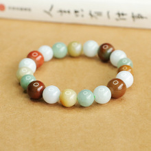 爱钰 天然缅甸A货翡翠手串多彩玉石手链工厂批发代发AY3090108
