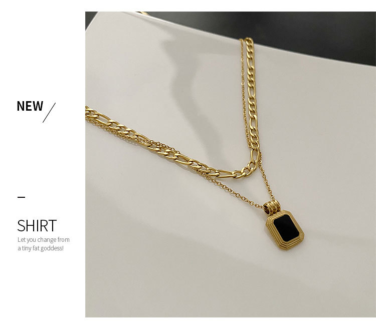 Daily Occasion 304 Stainless Steel, Acrylic Material Geometric Pattern Vacuum Plating Real Gold Plated 18K Gold Gold Plating Silver Plated Geometric 304 Stainless Steel Fashion Waterproof Non Tarnish Titanium Steel Layered Necklaces