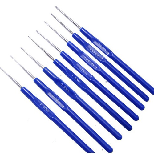 Bulk Blue-handled Lace Crochet Hook Set DIY Handmade Crochet Small Hook Fine Yarn Needle