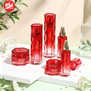 定制玻璃套装瓶120ml水乳液瓶精华液喷雾瓶护肤粉底液瓶50g膏霜瓶