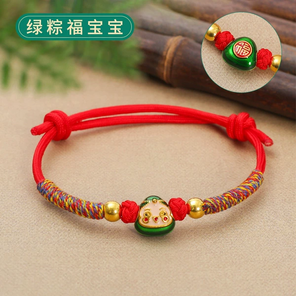 Green Zongzi baby colorful winding red rope