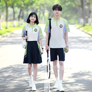 2025 Couple Dress Short-sleeved Junior High School Sports Meeting College Style Student Class Service School Sports Meeting