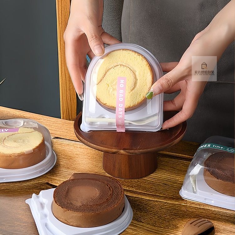 Single-Portion Cake Roll Packaging Box: Mousse, Tiger Skin, Mont Blanc Roll, and Japanese Swiss Roll—Disposable Baking & Takeout Container