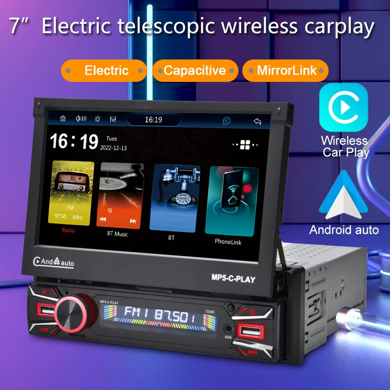 7-дюймовый телескопический экран автомобиля MP5 карта радио Bluetooth громкой связи плеер автомобиль MP4 все в одном carplay