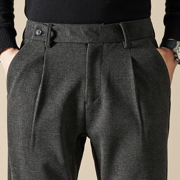 Spring and Autumn Korean Style Men's Casual Pants Loose Straight Woolen Men's Pants Autumn and Winter All-match Light Mature Wind-draped Small Pants