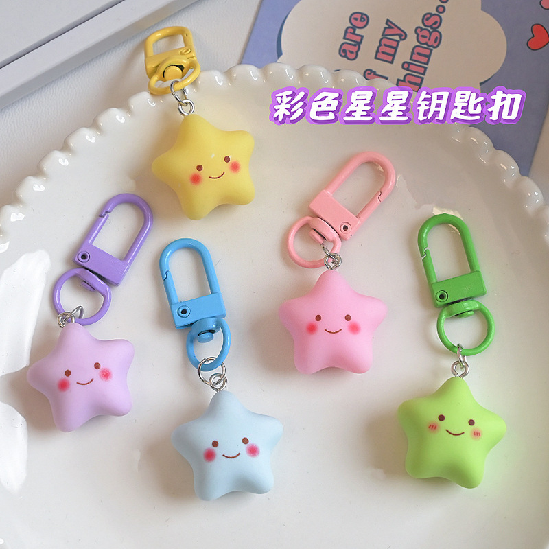 Macaron Color Resin Peach Heart Five-Pointed Star Accessories Smiley Star Pendant DIY Pendant Student Bag Pendant