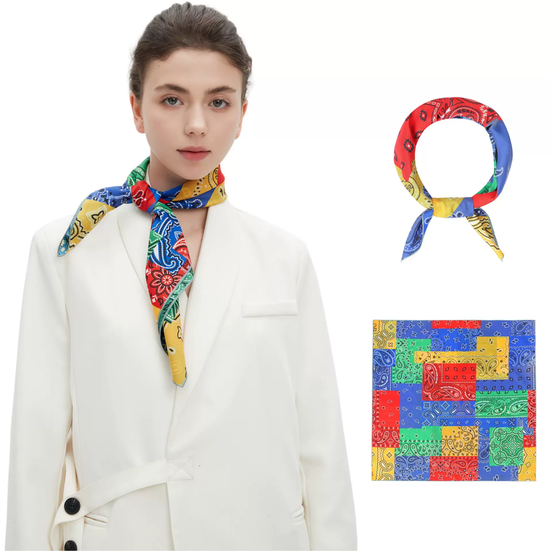 亚马逊中高优品外贸2025新款春夏秋季薄款包头巾双面印花丝巾方巾