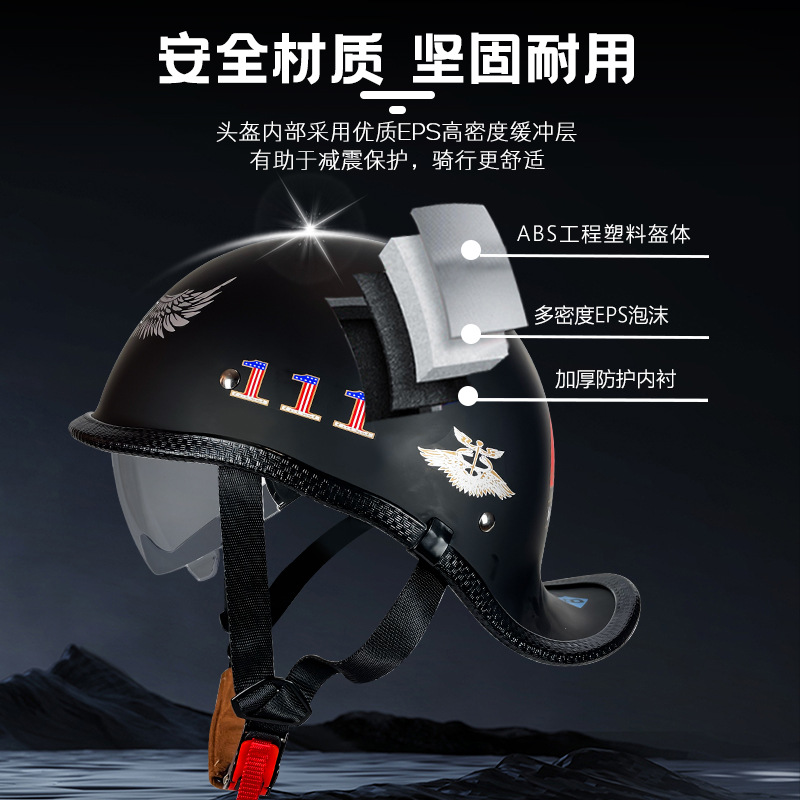 Casco personalizado fábrica retro medio casco coche eléctrico casco de pala verano motocicleta casco de seguridad crucero locomotora