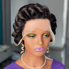 非朝鲜发块pixie cut lace front wig humanhairwig外贸假发头套