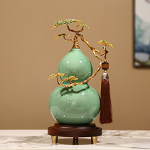 新中式客厅玄关富贵青松葫芦摆件家居办公室工艺品装饰品乔迁礼物