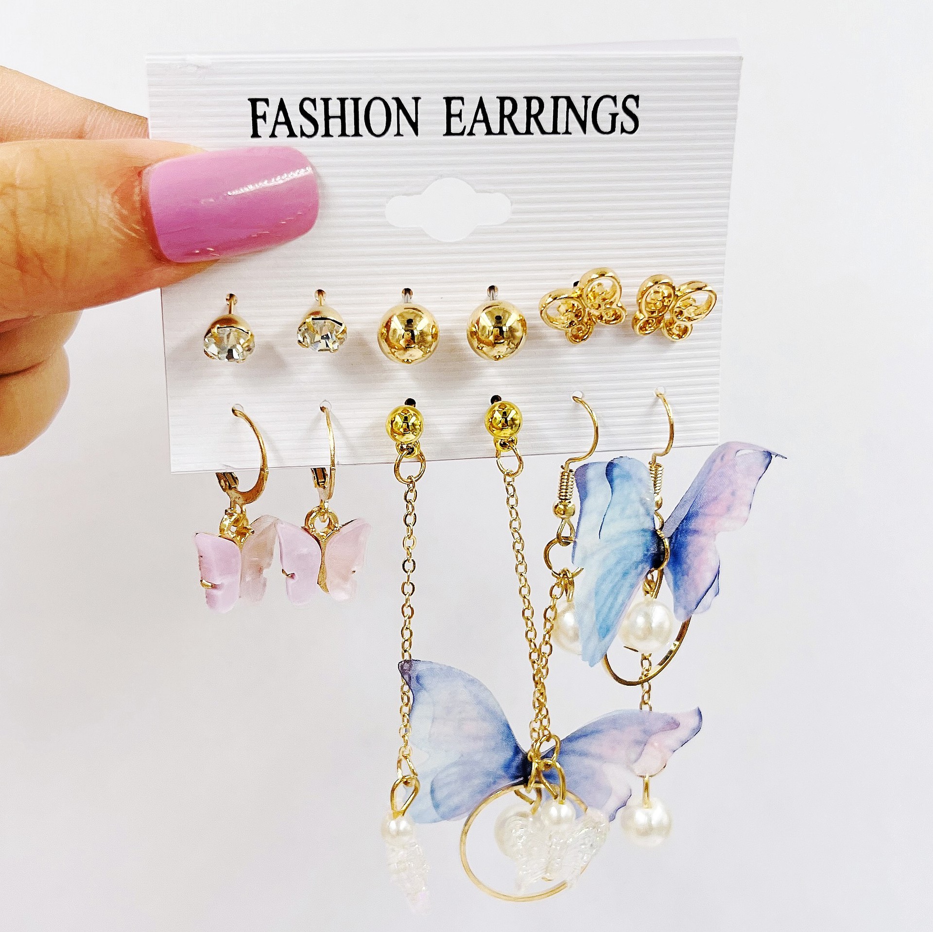 XP17 Retro Geometría de Oro Lady Pendientes Set Moda Perlas Circulares Orejeras Earringsset