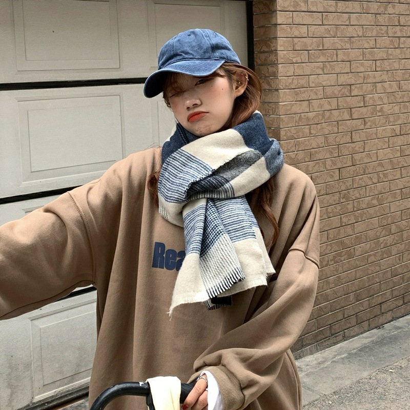 Women's Casual Streetwear Korean Style Plaid Imitation Cashmere Scarf display picture 2