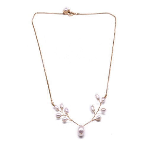 Natural freshwater pearl braided set necklace female personality leaf sweater chain clavicle chain handmade jewelry wholesale