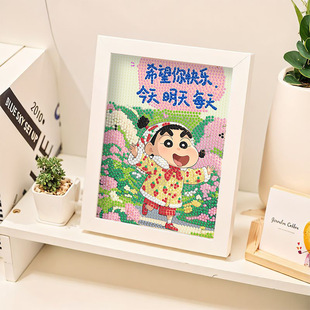 Crayon Shin-Chan Diamond Stickers Kidsren's Handmade DIY Material Package Dot Diamond Stickers Healing Text Painting Gifts