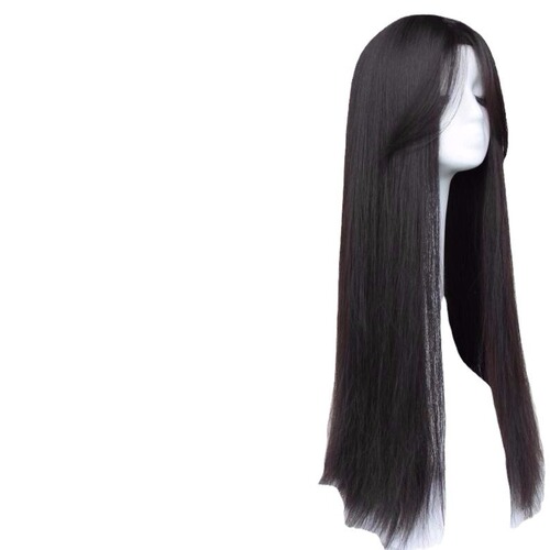 Wig for women with long hair, figure bangs, fluffy natural round face, medium length wig set for women with full head cos mid-parted long straight hair