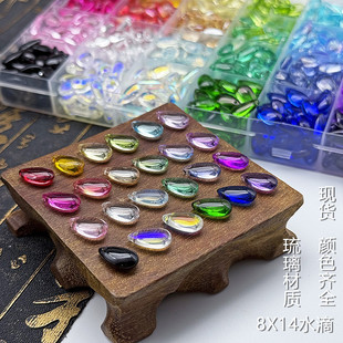 Antique Hairpin DIY Accessories 8X14 Czech Glass Water Drop Petal Step Hair Accessories Material Crystal Pendant