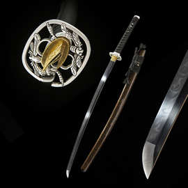 外贸T10钢Hamon手工一体日本刀居合道长刀龙泉市刀剑katana未开刃