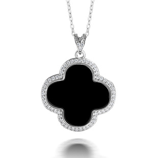S925 Silver-inlaid Natural A- goods Emerald Ink Large Four-leaf Clover Pendant Iceseed Jade Stone Green Jade Pendant for Men and Women