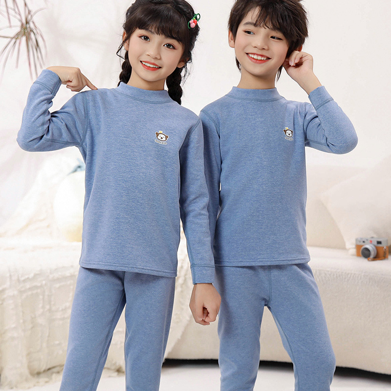 소녀들의 가을과 겨울 양모 실크를 세트 어린 이용 가을 옷과 바지 소년을위한 미들 칼라 작은 높은 칼라 열 속옷