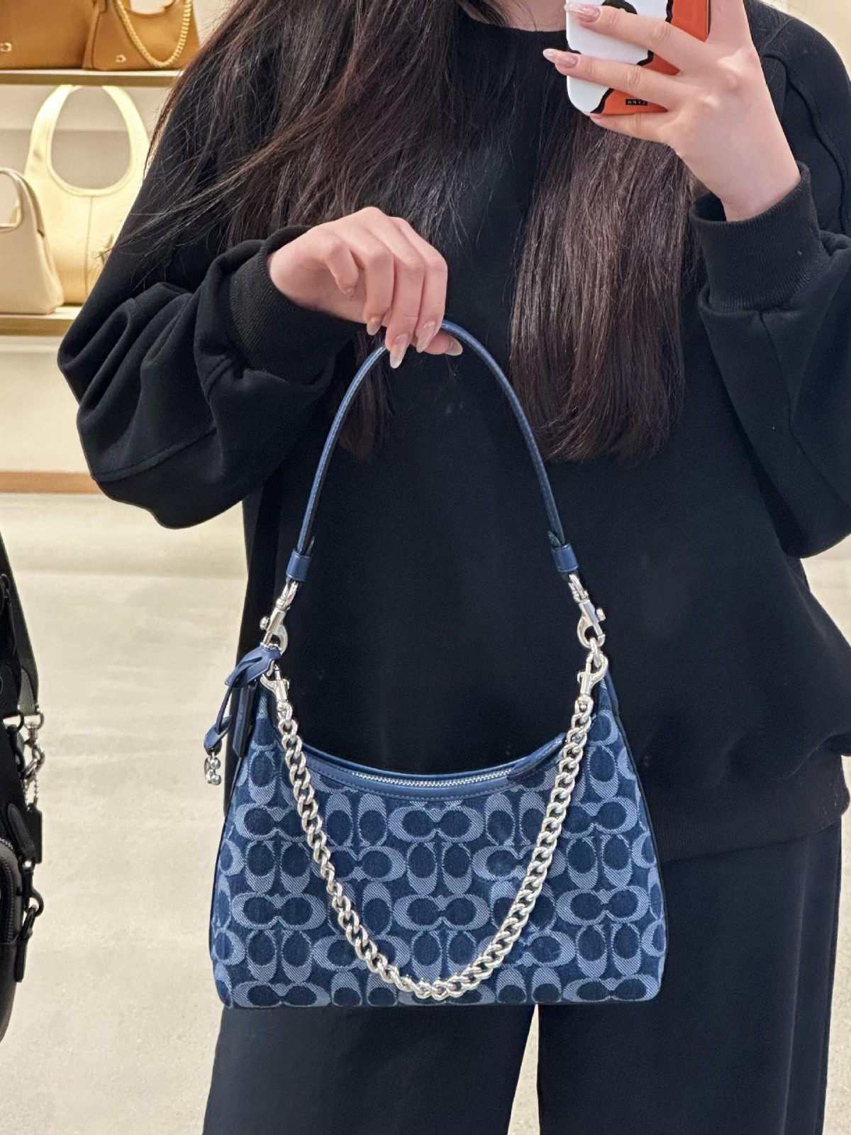 Koujia new Juliet denim blue half-month retro armpit bag Hobo…