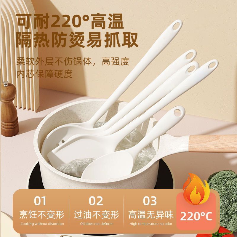 食品級シリカゲル鍋シャベルは鍋専用家庭用調理器具の高温炒め物シャベルスプーンのスプーンセットにくっつかない|undefined