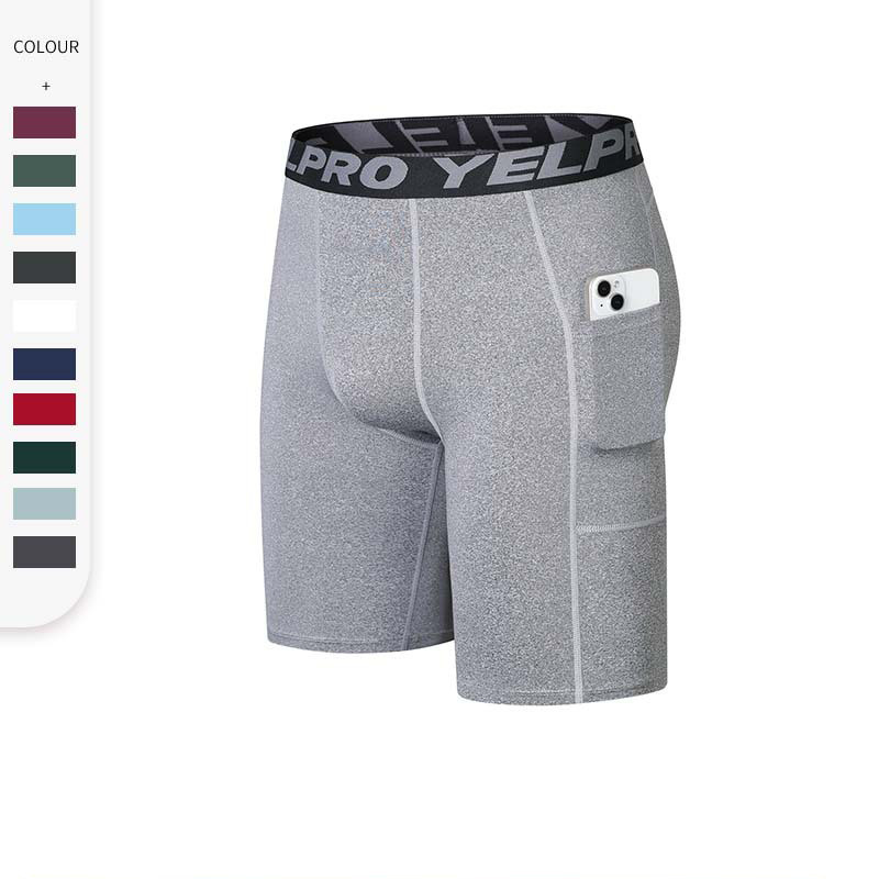 Cross-Border Men's Fitness Shorts with Pockets, Sports Running Training Sweat-Wicking Quick-Dry High-Elastic Athletic Tight-Fitting Five-Point Shorts Cross-Border Men's Fitness Shorts with Pockets, Sports Running Training Sweat-Wicking Quick-Dry High-Elastic Athletic Tight-Fitting Five-Point Shorts