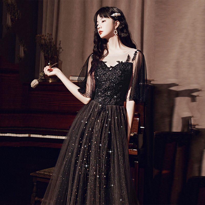 Evening Dress for Women 2026 New Style Elegant Black Gown for Annual Party, Art Exam, Birthday Party Dress