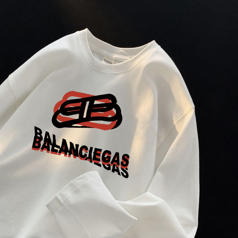 專供海外批發~重磅純棉長袖t恤男女同款秋冬潮流寬鬆百搭情侶上衣