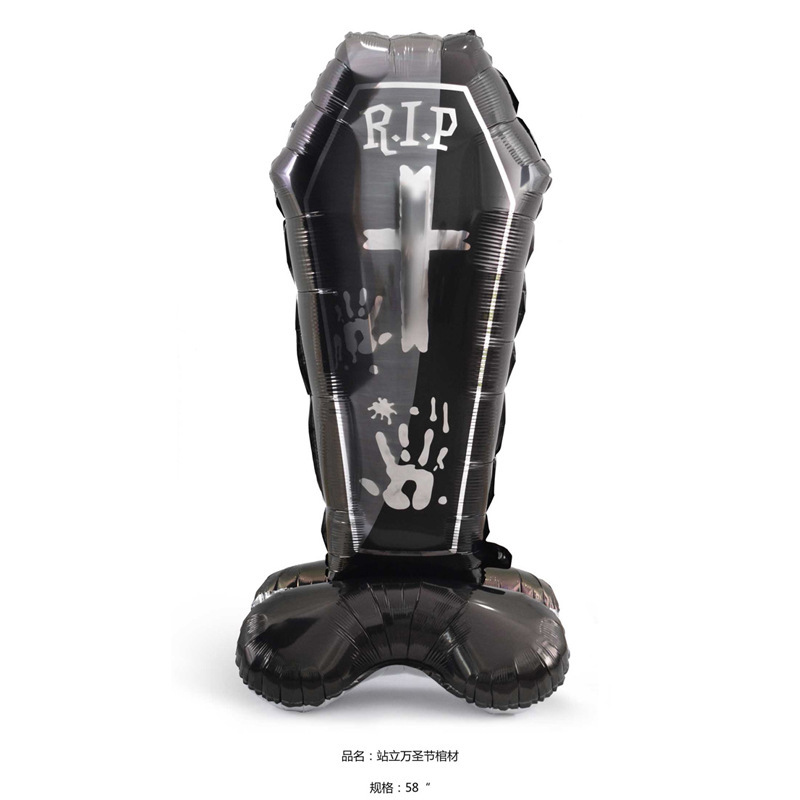 Nuevo globo de Halloween 4D globo tridimensional columna árbol fantasma lápida de bruja puede pararse base globo de película de aluminio