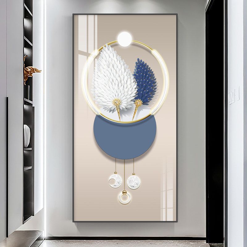 Pintura decorativa del pasillo del pasillo de nueve peces pintura colgante moderna simple pintura mural decorativa vertical de la puerta de la casa image 21