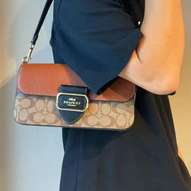 2023铆钉拼色法棍包MORGAN马车锁扣腋下包欧美复古单肩小方包斜挎