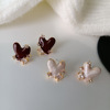 Burgundy enamel, zirconium, advanced earrings from pearl heart-shaped heart shaped, high-quality style