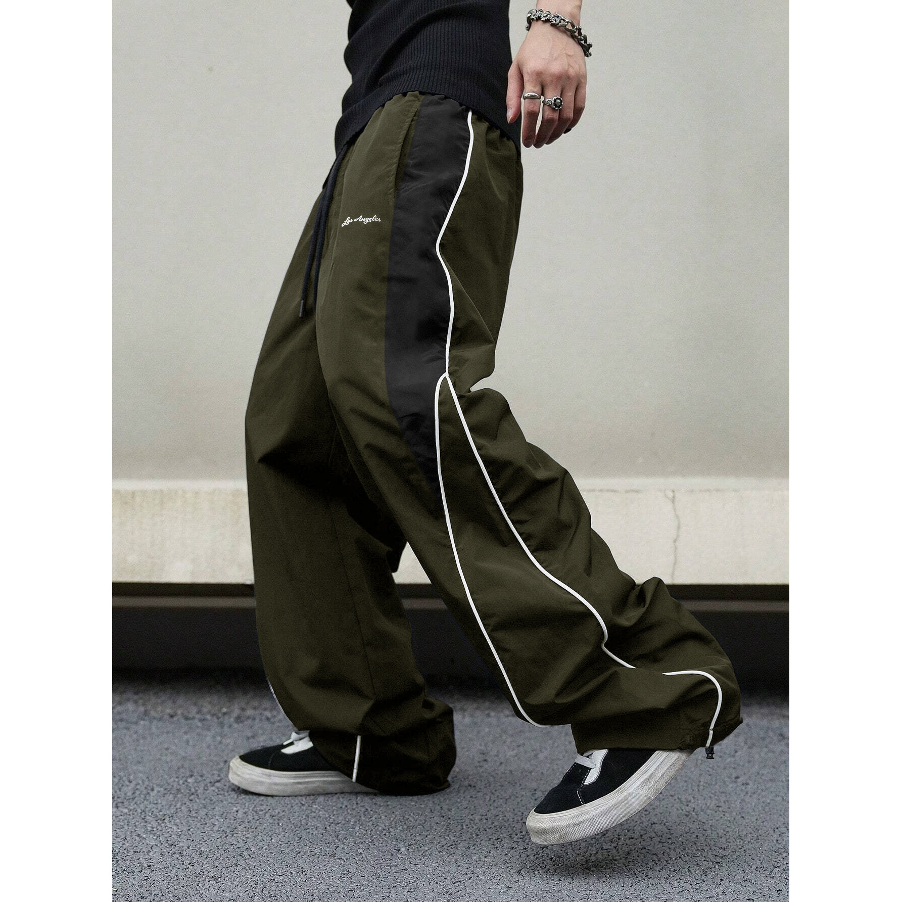 Cross-border men's casual sportswear color-blocked striped straight-leg trousers, export to Amazon.
