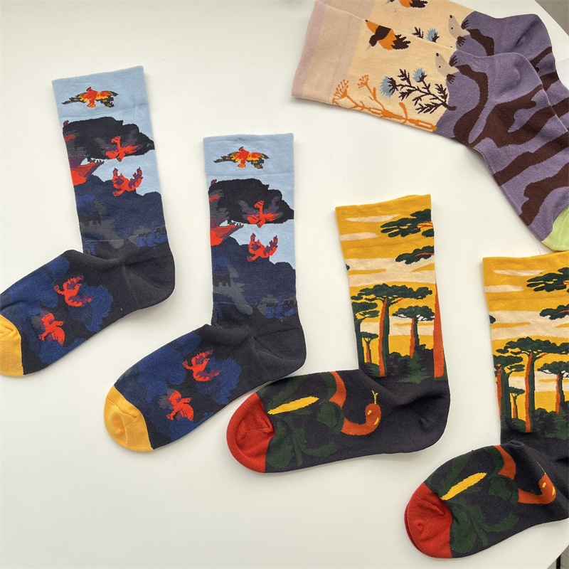 Women's Casual Graffiti Cotton Crew Socks A Pair display picture 8